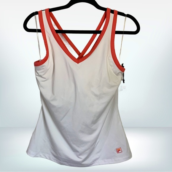 NWT FILA White Strappy Racerback Athletic Tank Top, size L - Picture 2 of 12